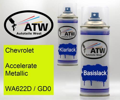 Chevrolet, Accelerate Metallic, WA622D / GD0: 400ml Sprühdose + 400ml Klarlack - Set, von ATW Autoteile West.